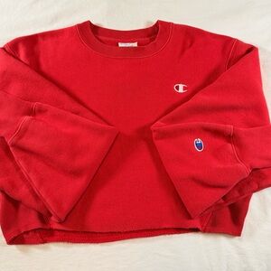 Champion Women's Bold Red Cropped Sweatshirt